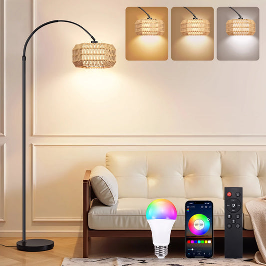 Modern Smart LED RGB Floor Lamp with APP Remote Control/ Stepless Dimming/ Timmer Setting/ Memory Function for Home Living Room