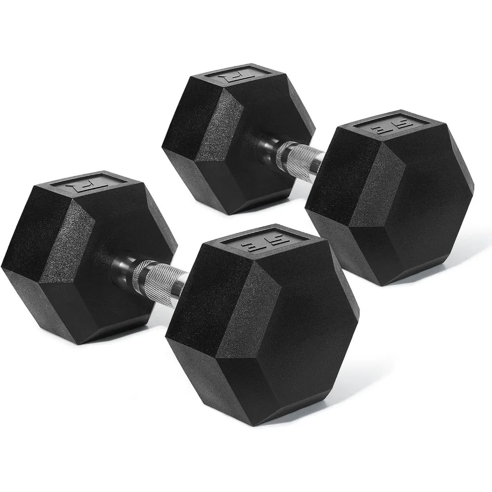RitFit 5-650 LBS PVC-Coated Hex Dumbbells with Optional Storage Rack for Home Gym, Chrome Handle Hand Weights for Strength Train