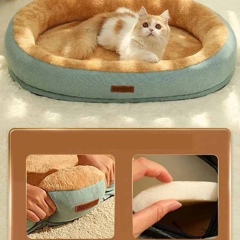 Warm Puppy Bed for Winter Cats Plush Goods Fluffy Beds Pet Accessories Houses Cushions Habitats Dog Mat Basket Supplies Kitten