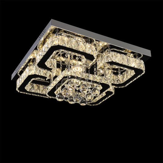 Modern Fancy Crystal LED Flush Mount Ceiling Light Fixture Stepless Dimming for Office Living Room Luces Living Room Decoration