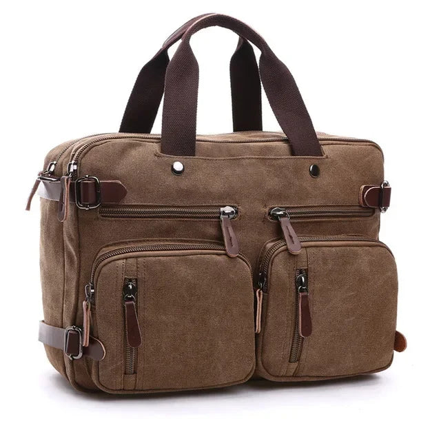 Men Canvas Briefcase Travel Bags Suitcase Classic Messenger Shoulder Bag For Men Tote Handbag Big Casual Business Laptop Pocket
