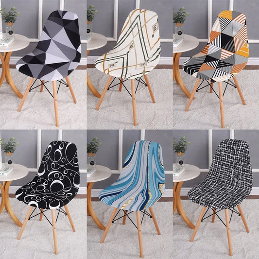 1PC Elastic Shell Chair Cover Stretch Armless Dining Chairs Slipcovers Geometric Spandex Seat Covers for Kitchen Hotel Office