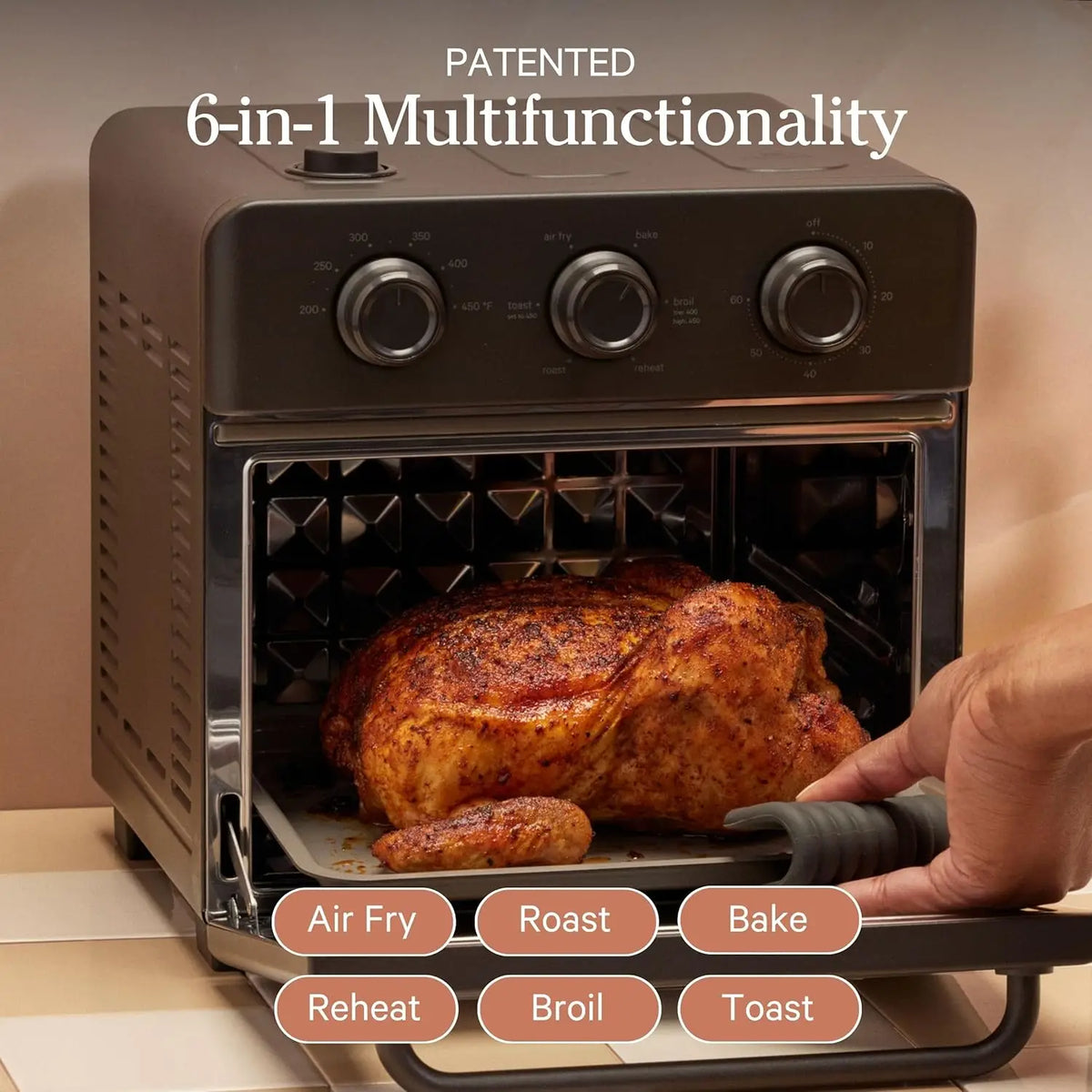 6-in-1 Air Fryer Toaster Oven with Steam Infusion | Non-toxic, PFAS-Free Combo | Char