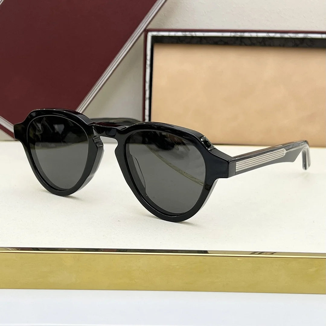 HATFIELD Oval Acetate Sunglasses Vintage Retro UV400 Eyewear for Men and Women Fashion Outdoor Shades