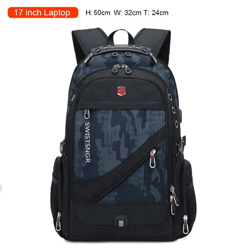 Brand Men's Backpack Anti-theft Waterproof 17inch Laptop Backpacks USB Charging Business Travel Backpack School Bag Male Mochila