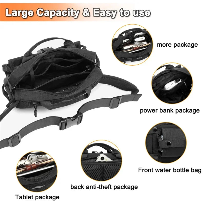 OZUKO Tactical  belt bag Waist Bag Sports Chest Pack Waterproof Shoulder Belt Bag EDC Crossbody Bags for Hunting Camping Hiking