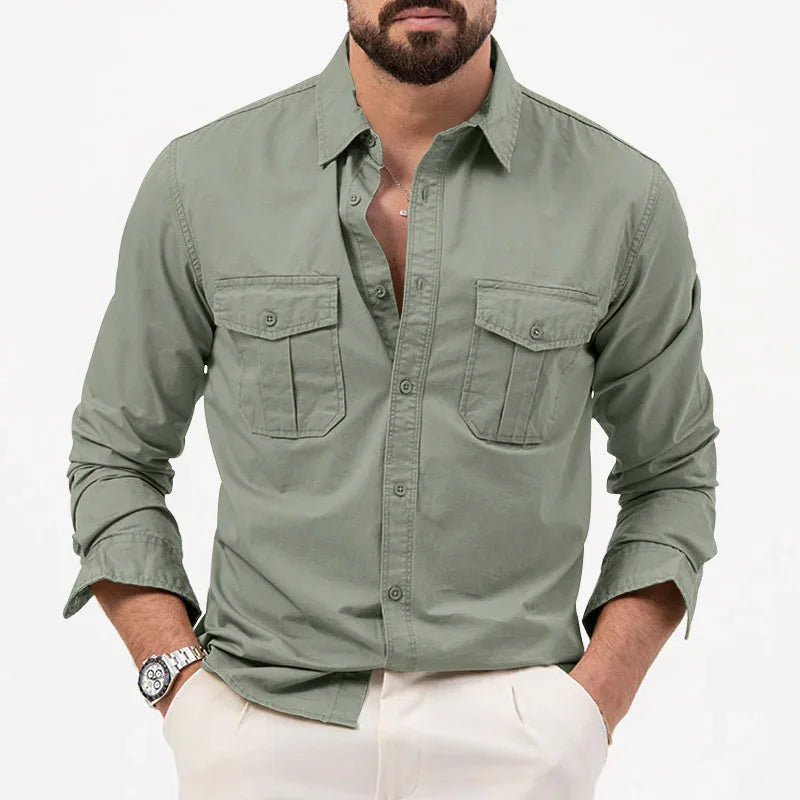 Men Shirt Mens Business Casual Shirts 2020 New Arrival Men Famous Brand Clothing Army Green Long Sleeve Camisa Masculina