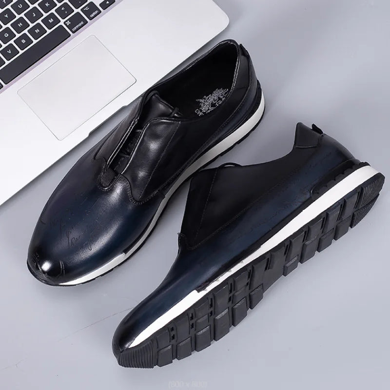 Luxury Brand Style Casual Sneakers Men's Shoes Genuine Leather Lace-up Basic Outdoor Footwear Daily Male Fashion Oxford Shoesb15