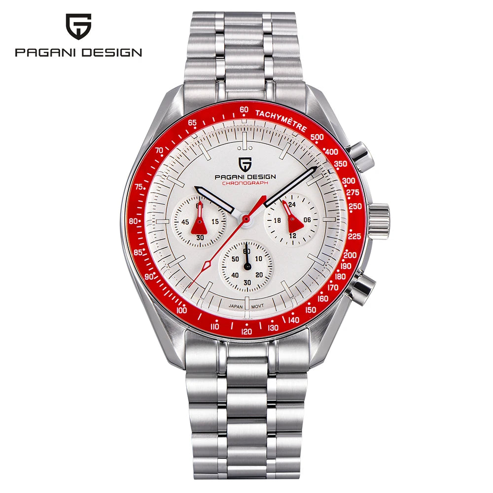 PAGANI DESIGN New Luxury Moon Quartz Watches For Men Stainless steel Luminous waterproof Sports Chronograph Man 2025 Retro Watch