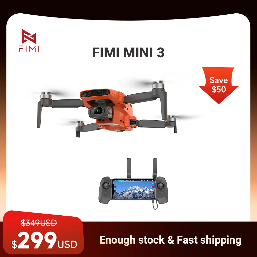 FIMI MINI 3 new drone 4K 60fps 9km range 3-axis Gimbal 249g Ultralight design AI Super Night Video smart tracking mini pro drone