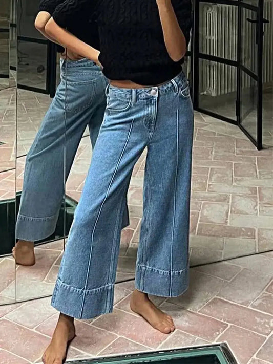 Women's casual straight-leg pants, women's straight-leg jeans, women's blue jeans, classic style, loose fit, autumn new arriv, s