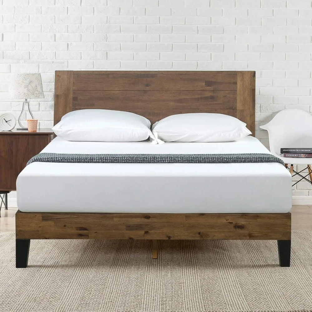 Zinus Tonja Wooden Platform Bed Frame with Headboard, Mattress Support Base Featuring Wood Slats, No Box Spring Required, Simple