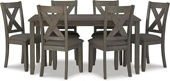 Ashley Caitbrook's Rustic 7-Piece Dining Set with Gray Table and 6 Chairs
