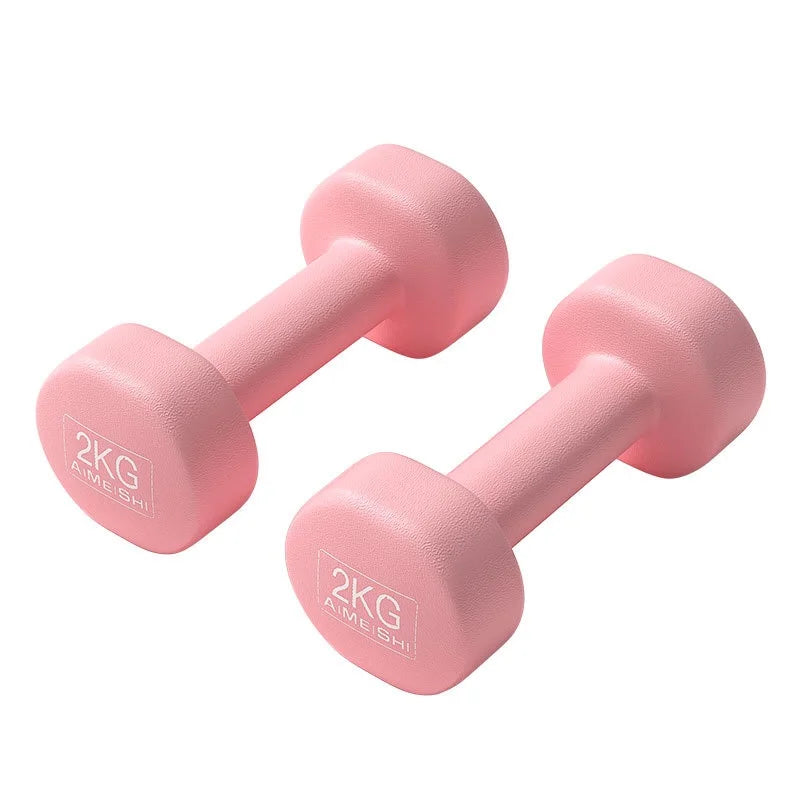 Women's 1/2kg Cast Iron Matte Free Weights Colorful Plastic Coated Jumping Exercise Yoga Fitness Dumbbells Small Home Fitness