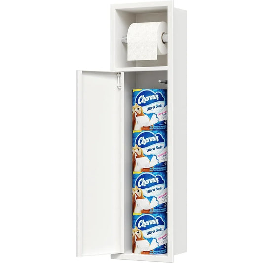 In-Wall Stainless Steel Toilet Paper Holder with Storage Cabinet, Rust-Resistant SUS304