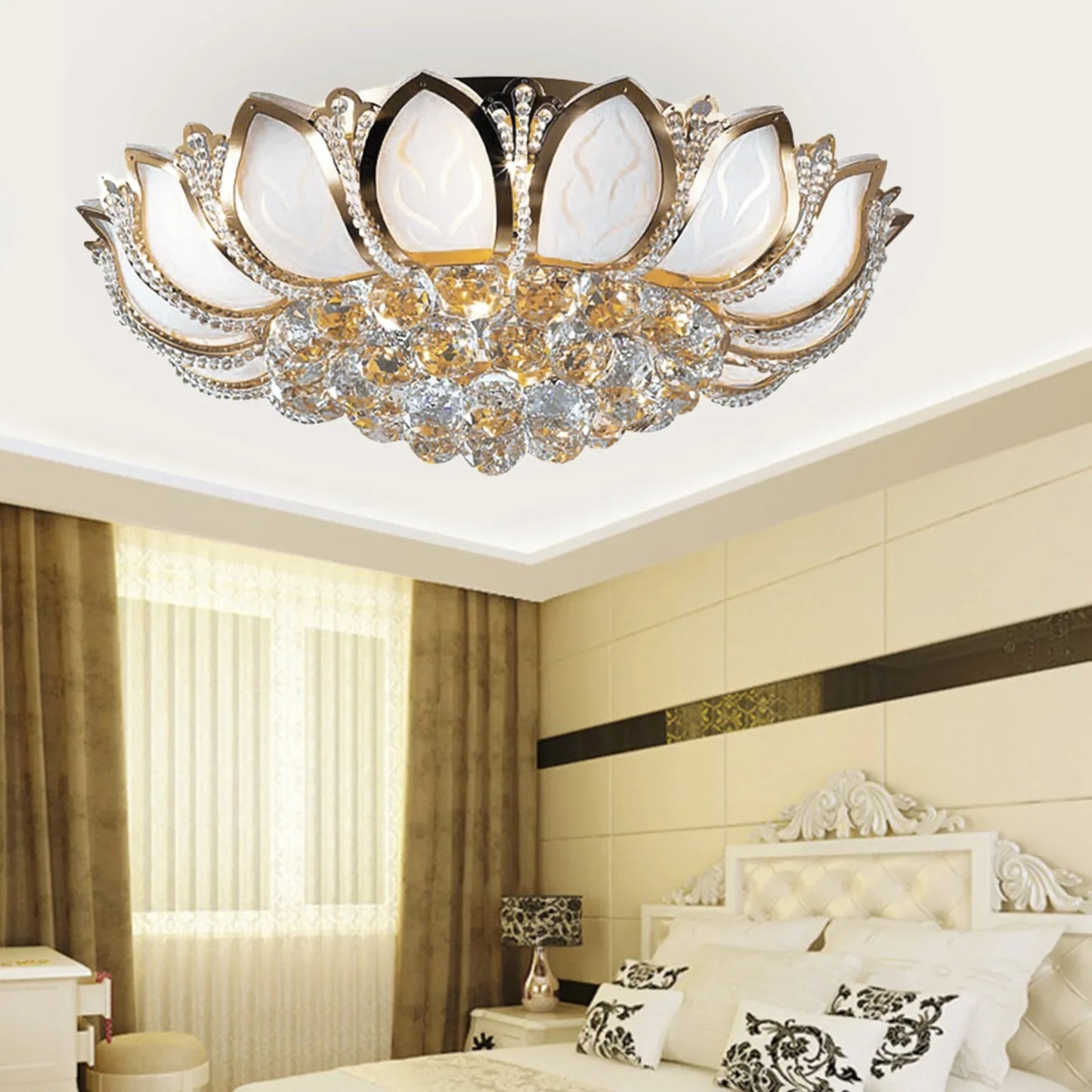 Bymaocar Lotus Shaped Lamp Ceiling Light E12 Holder, Indoor Lighting Fixture for Bedrooms, Corridors & Dining Rooms of 215.28ft²