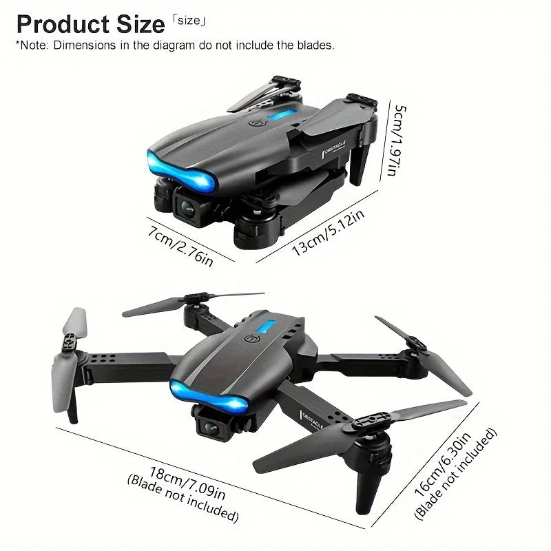 Mini Foldable RC Quadcopter E99  - Dual Camera Aerial Drone with 4K HD, Hold Mode & LED Lights | WIFI Remote Control Toy