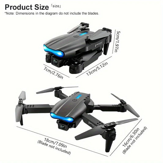Mini Foldable RC Quadcopter E99  - Dual Camera Aerial Drone with 4K HD, Hold Mode & LED Lights | WIFI Remote Control Toy