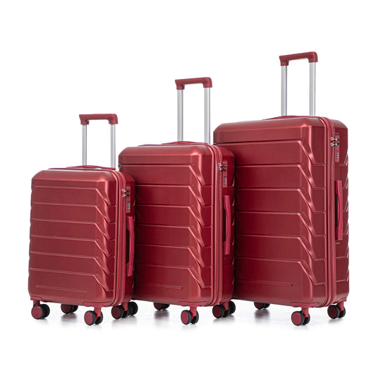 3 in 1 ABS&PC Trolley Box 20in 24in 28in Trolley Box Iron Tie Rod ABSPC Alloy Wine Red  suitcases and travel bags
