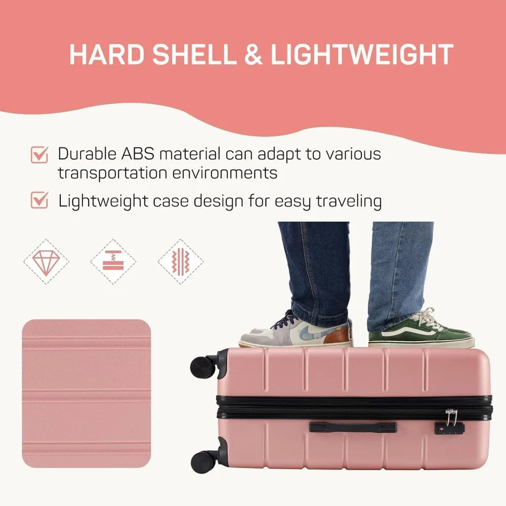 Pink 20-24-28 Inch Travel Luggage Sets for Women with Stylish Design and Durable Quality