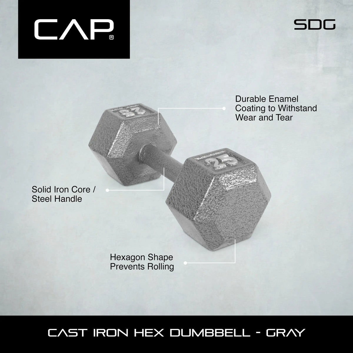 Barbell 12lb Cast Iron Hex Dumbbell, Long-Lasting Performance,Single