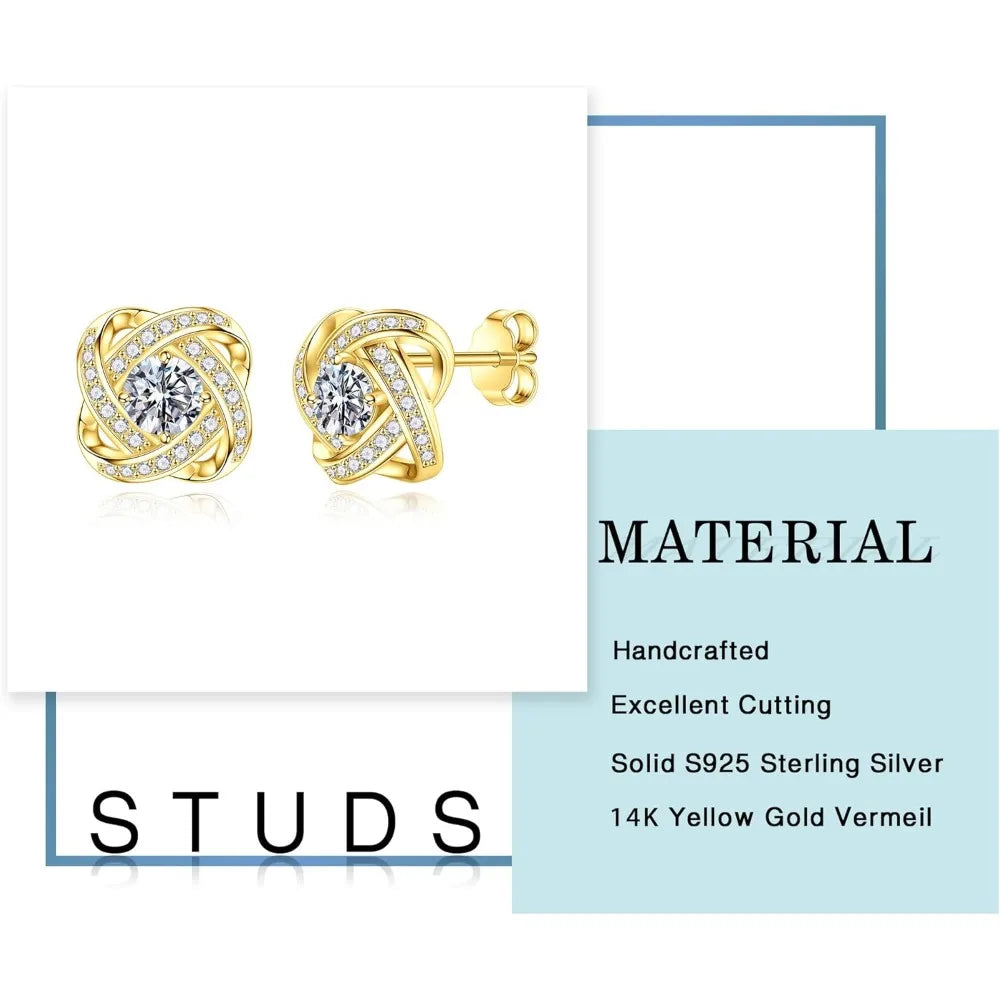 MOOSEA Moissanite Love Knot Earrings for Women, 1ct D Color VVS1 Clarity Lab Created Moissanite Earrings 925 Sterling Silver Stu