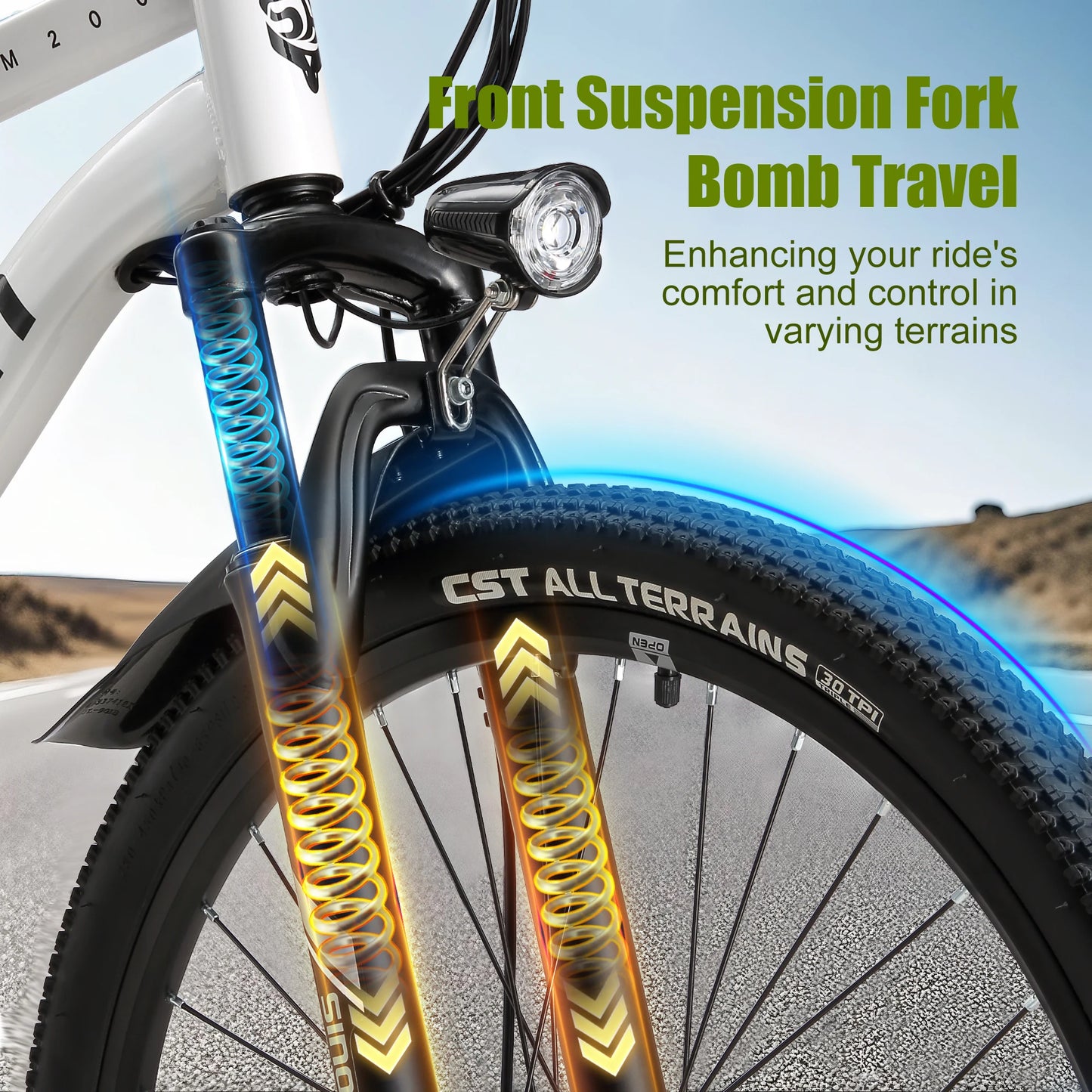 Mountain Electric Bike Adults 500W Peak Motor 26'' Tires Front Suspension Electric Bicycle 25-37Miles 7-Speed Lightweight E-MTB