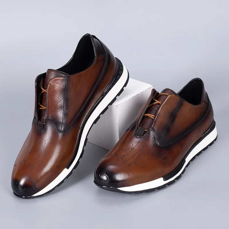 Luxury Brand Style Casual Sneakers Men's Shoes Genuine Leather Lace-up Basic Outdoor Footwear Daily Male Fashion Oxford Shoesb15