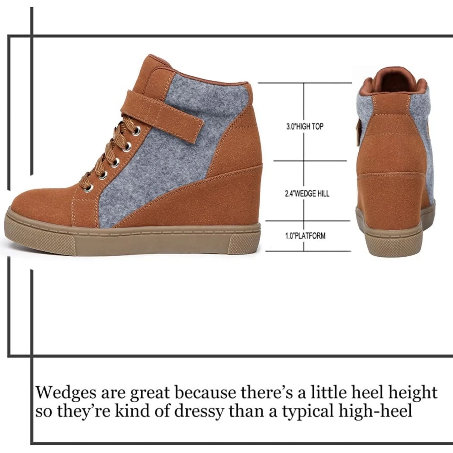 Women's Lace Up Wedge Sneakers High Top Fashion Sneakers Ankle Booties