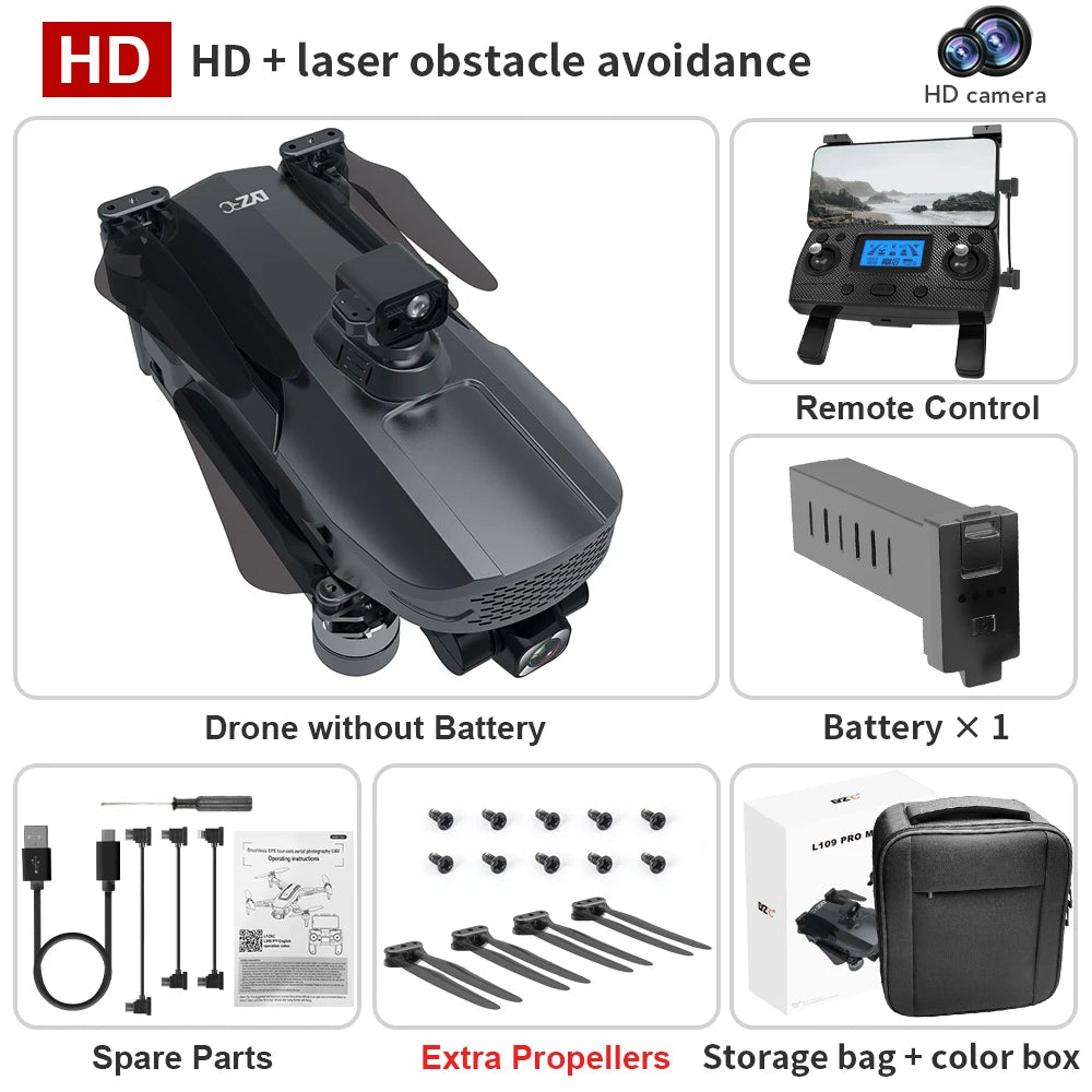 L109 PRO MAX (RTS) Professional Drone 4K HD Dual Camera 3-axis Gimbal Anti-shake Brushless Motor RC Quadcopter Gift Toys Dron