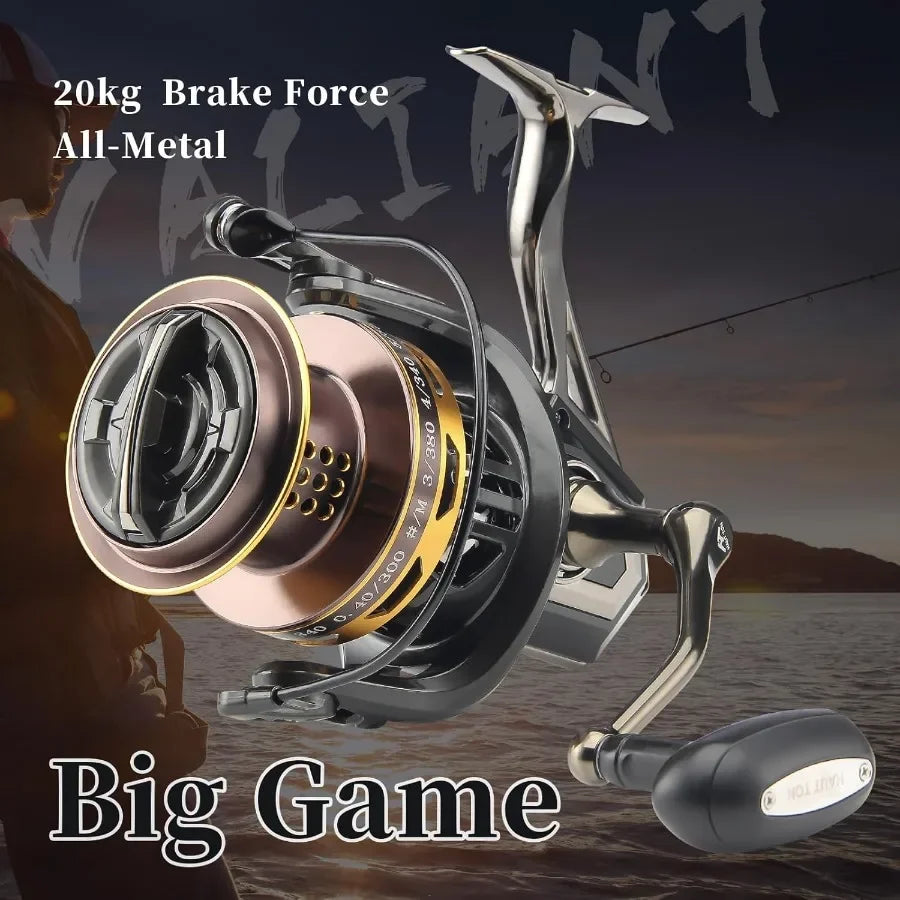 8000 10000 12000 Big Game Surf Spinning Fishing Reel with 20KG Drag Power for Saltwater Inshore and Offshore Fishing BacklashFr