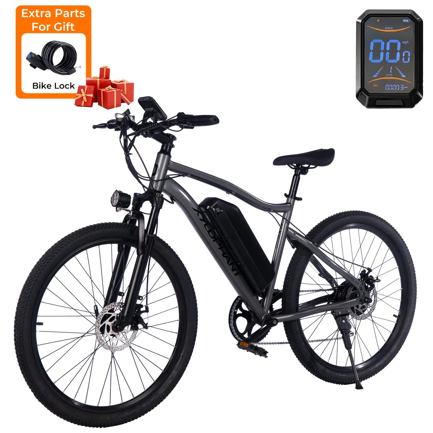 Electric Bike 26" Peak 750W 20Mph 7-Speed Front Ebike Suspension With Break Lcd Display Electric Bicycle For Adult