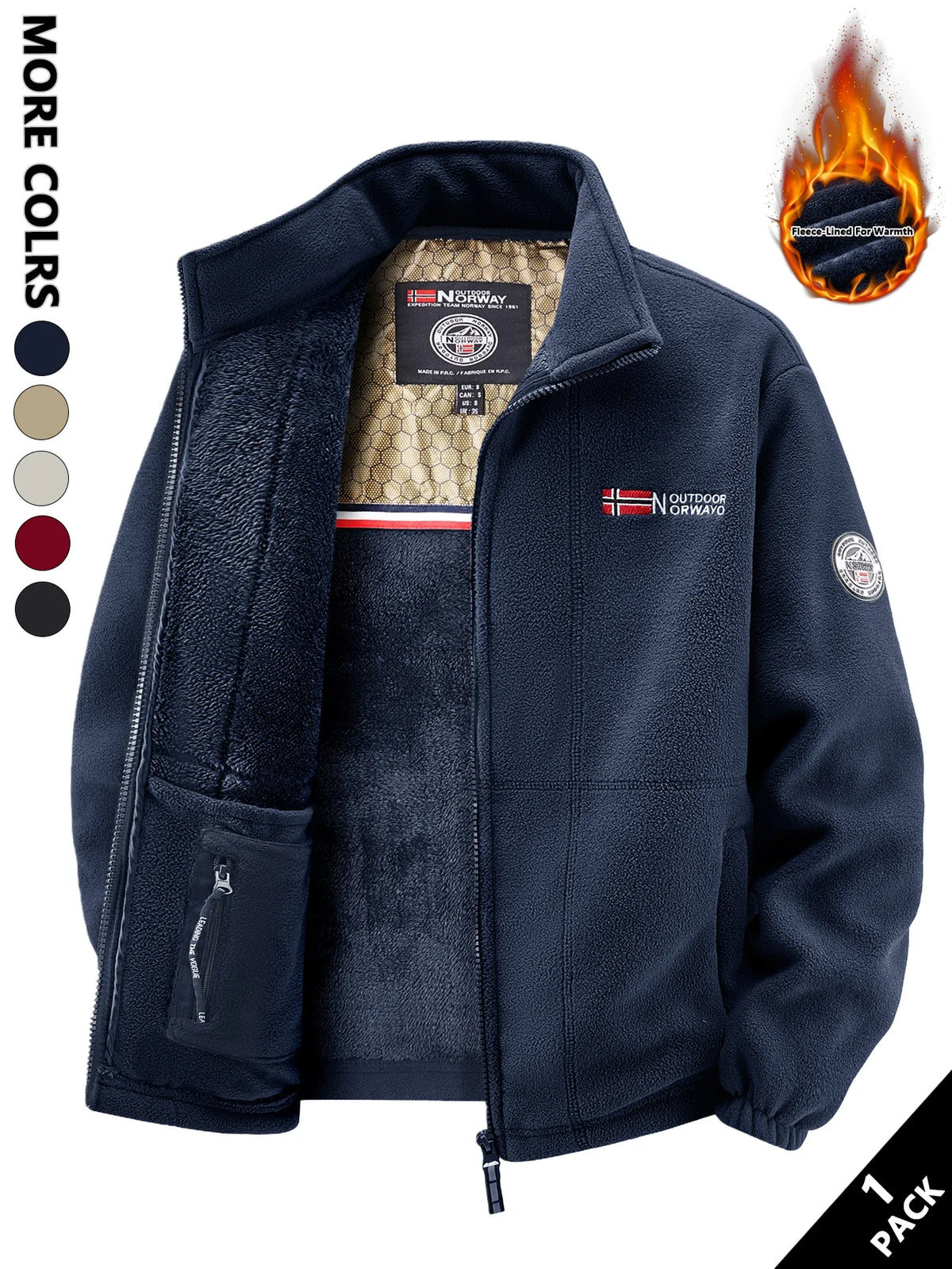 Men's Fleece Jacket, Soft and Skin-Friendly, Heat-Retaining and Wind-Resistant, Suitable for Daily Commuting, Home Leisure