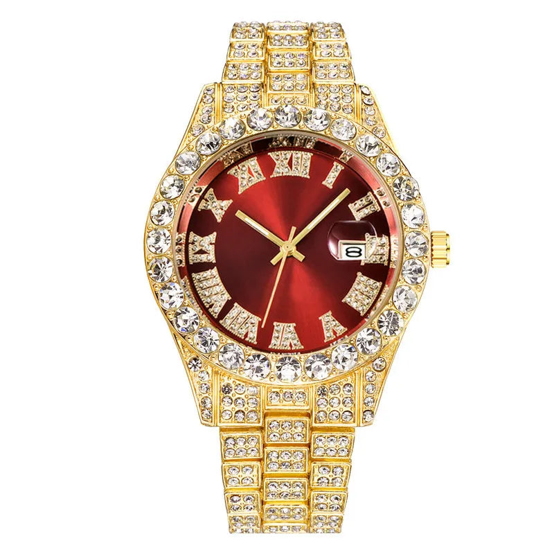 New 2025 Watch For Men Luxury Iced Out Diamond Quartz Men's Watches Calendar Hip Hop Male Clock Relogios Masculino Drop Shipping