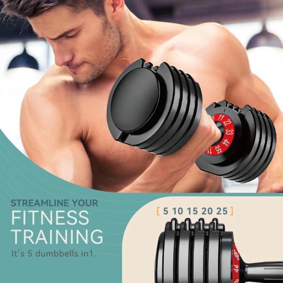 25 55lbs Adjustable Dumbbells Set of 2 for Home Gym Use 5in1 10in1 Adjustable Weights with AntiSlip Texture Handle Compact and
