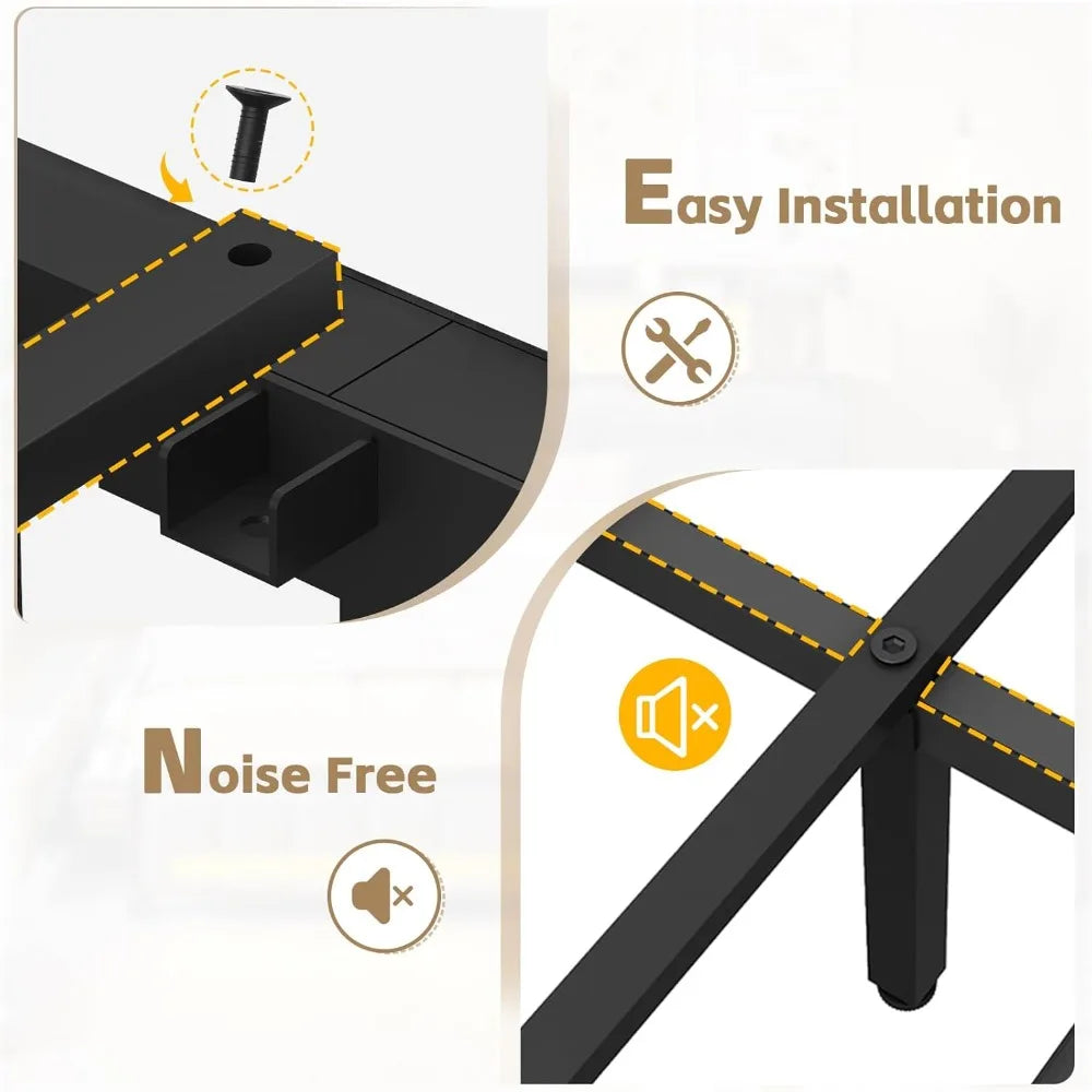 Queen Bed Frame with Storage Bookcase Headboard & LED Lights, Upholstered Bed Frame Queen Size with USB Charging Station, Heavy