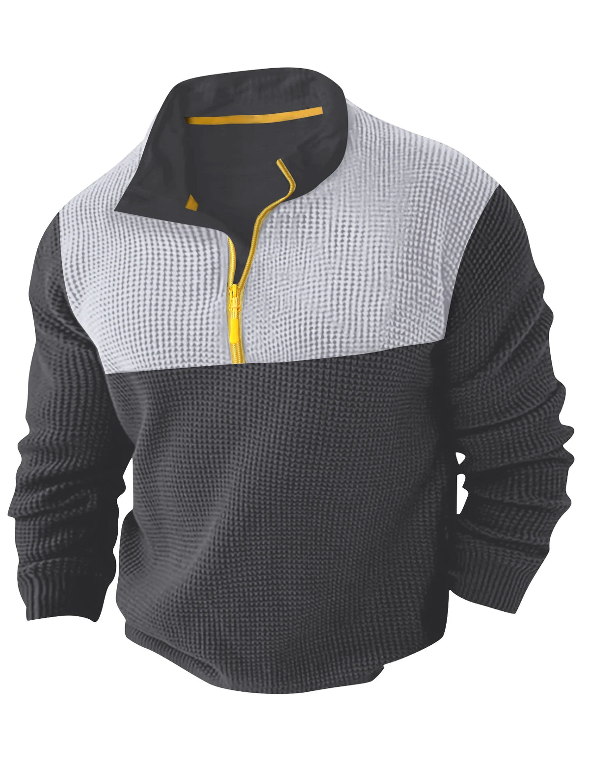Spring Autumn New Men's T-shirt Classic Long Sleeve Polo Shirt Top Casual Fashion Color Matching Zipper High Quality T-shirt