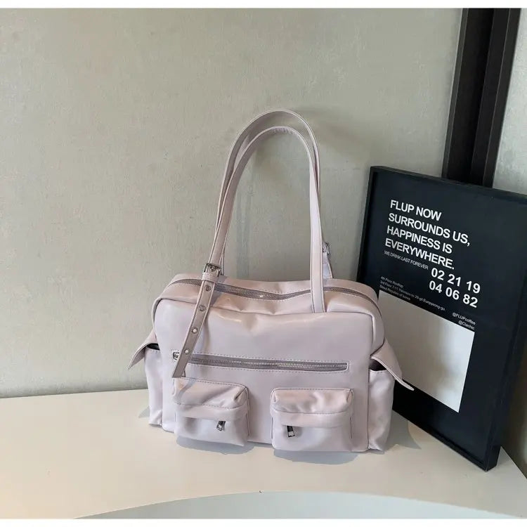 Women'S Bag Fashion Bowling Bag Red Shoulder Bag Vintage Motorcycle Bags For Ladies