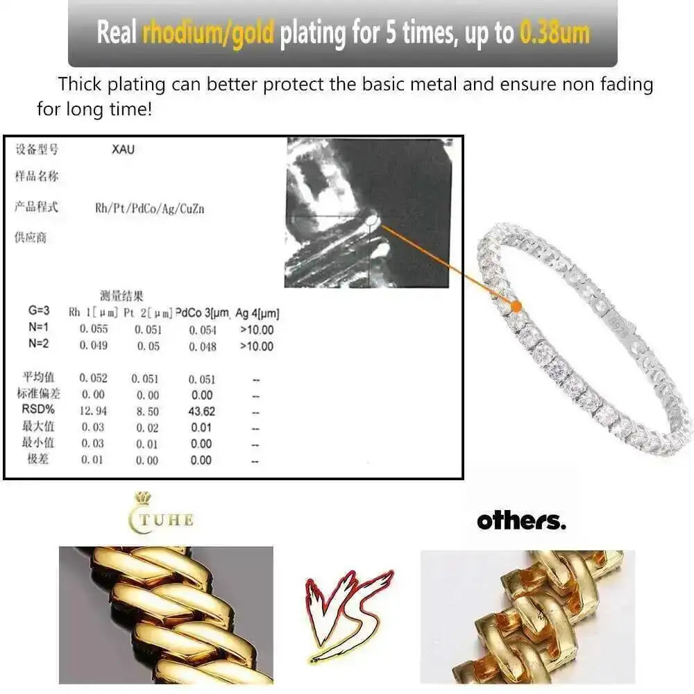 Low Price 8mm 1 Row Vvs Moissanite Iced Out Cuban Link Chain Hiphop Jewelry 925 Sterling Silver Lab Diamond Necklace Men Women