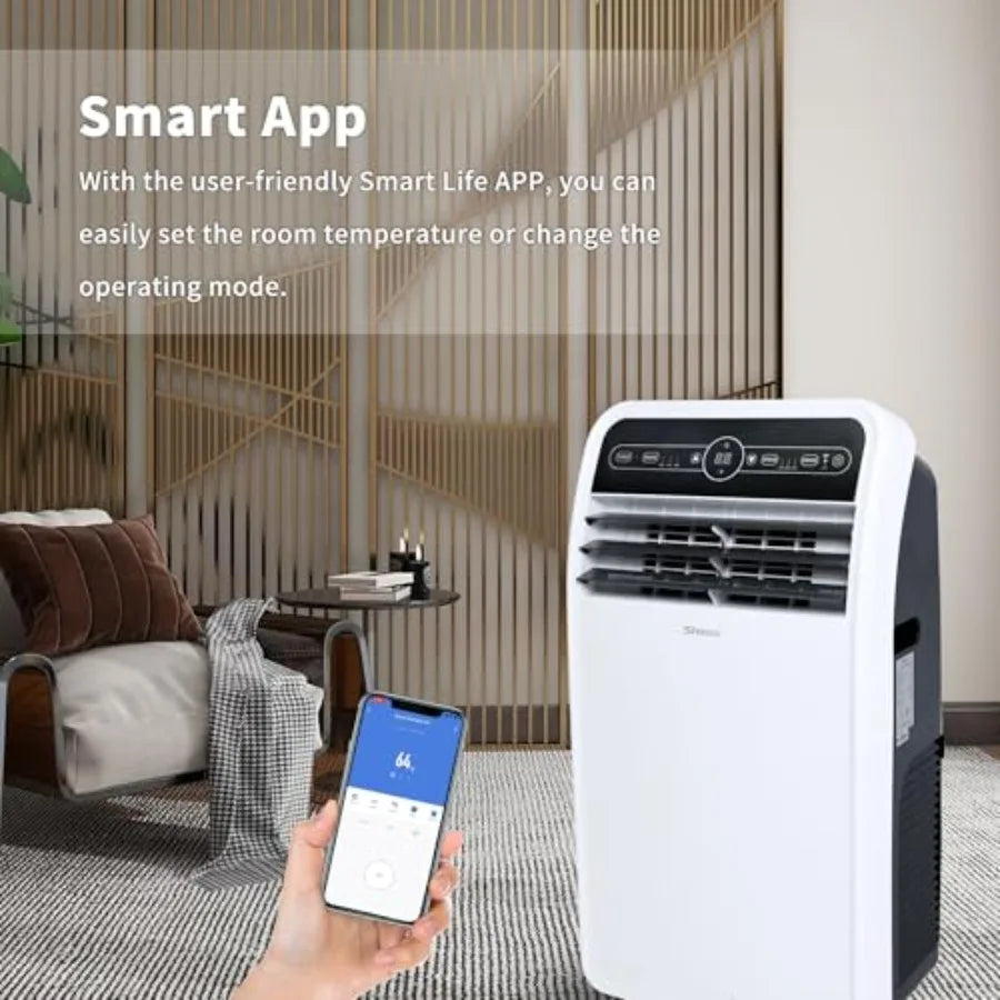 10000 BTU Portable Air Conditioner with Builtin Cooling Dehumidifying and Fan Modes for Rooms up to 300 sq.ft Remote Control Wi