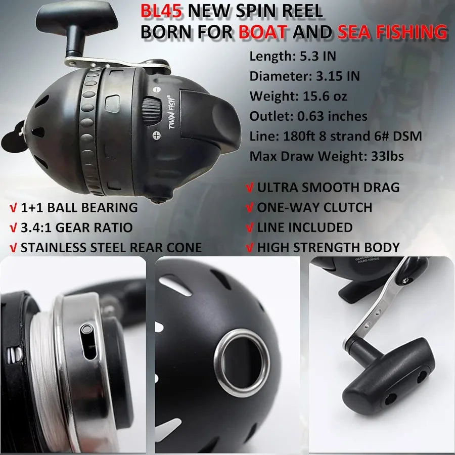 Compound Bow Fishing Combo Kit - 20-70 LBS Hunting Bow with Bowfishing Arrow and Fishing Reel for Bowfishing Archery Hunting Co