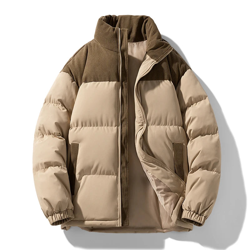 Latest Men Winter Thickened Warm Color Block Puffer Jacket Fashion Casual Male Parka New Arrival Trendy Mens Puffer Coat