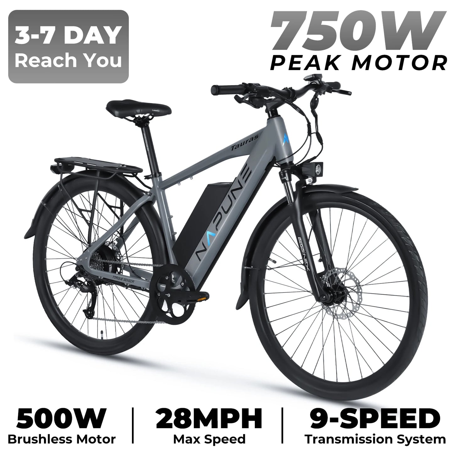 Electric Bike 26" Peak 750W 20Mph 7-Speed Front Ebike Suspension With Break Lcd Display Electric Bicycle For Adult