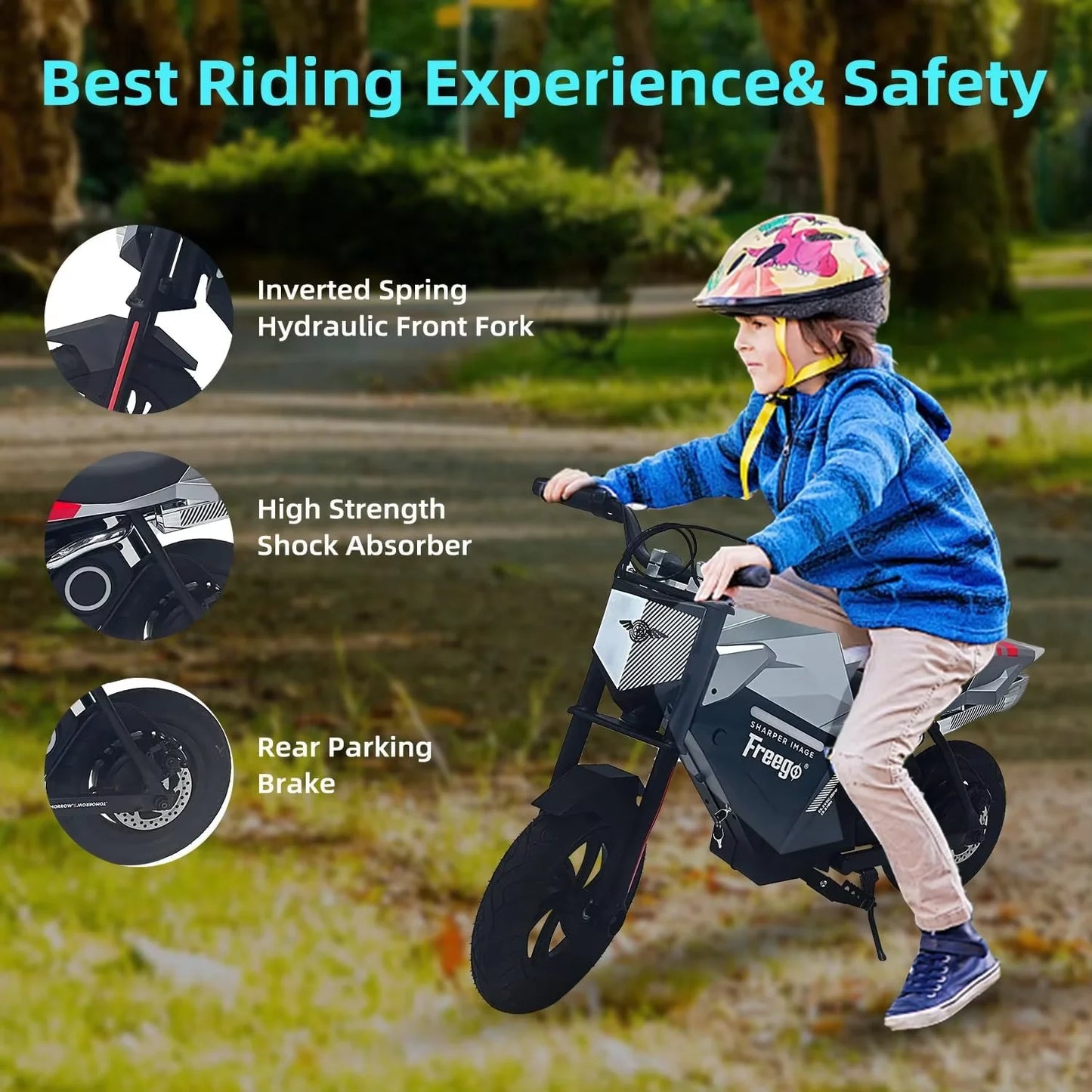 【2 Year Warranty】Freego K1 Kids Electric Dirt Bike Motorcycle 15.5MPH Speed 10 Miles Long-Range with Rear Motor EBike UL 2849