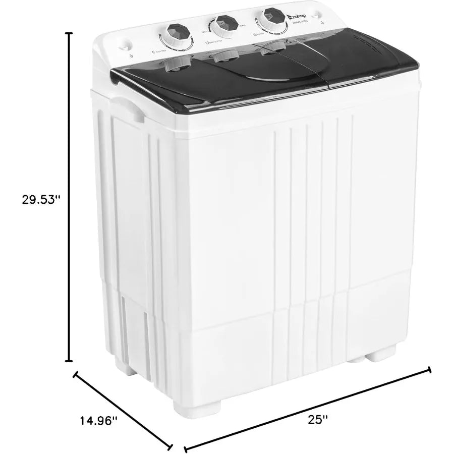 20LBS Portable Washing Machine Compact Mini Washer Machine Dryer Combo Built-in Gravity Drain Small Twin Tub Washer with Spin C
