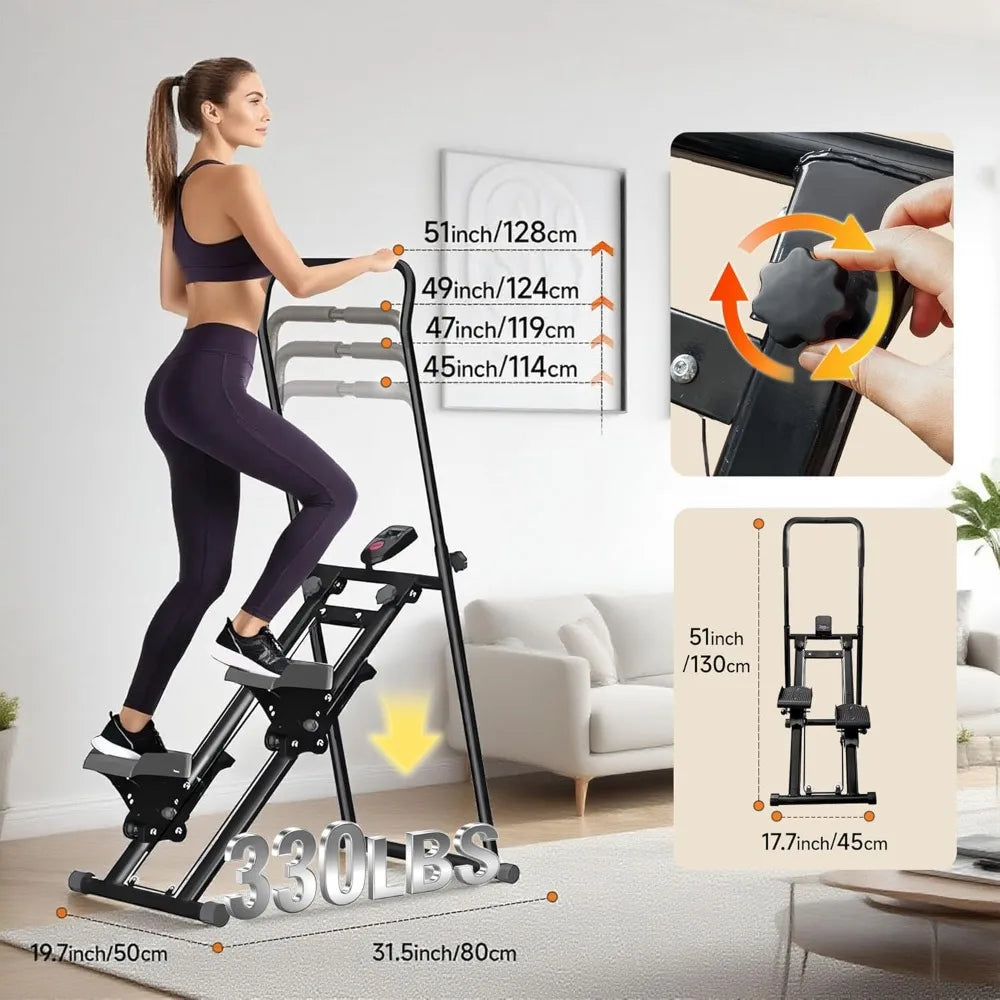 Home Vertical Climber Machine with LCD Display, Foldable Cardio Workout Equipment featuring Adjustable Resistance