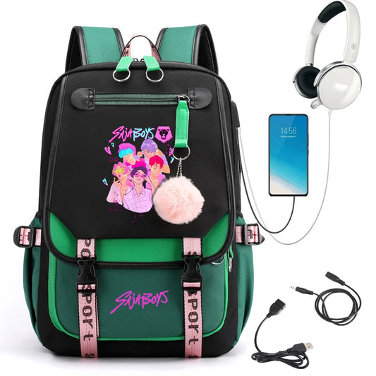 2025 New Back To School Backpack for Girls Boys Teenager KPop Demon Hunters Fashion Usb School Bags Travel Backpacks Mochila