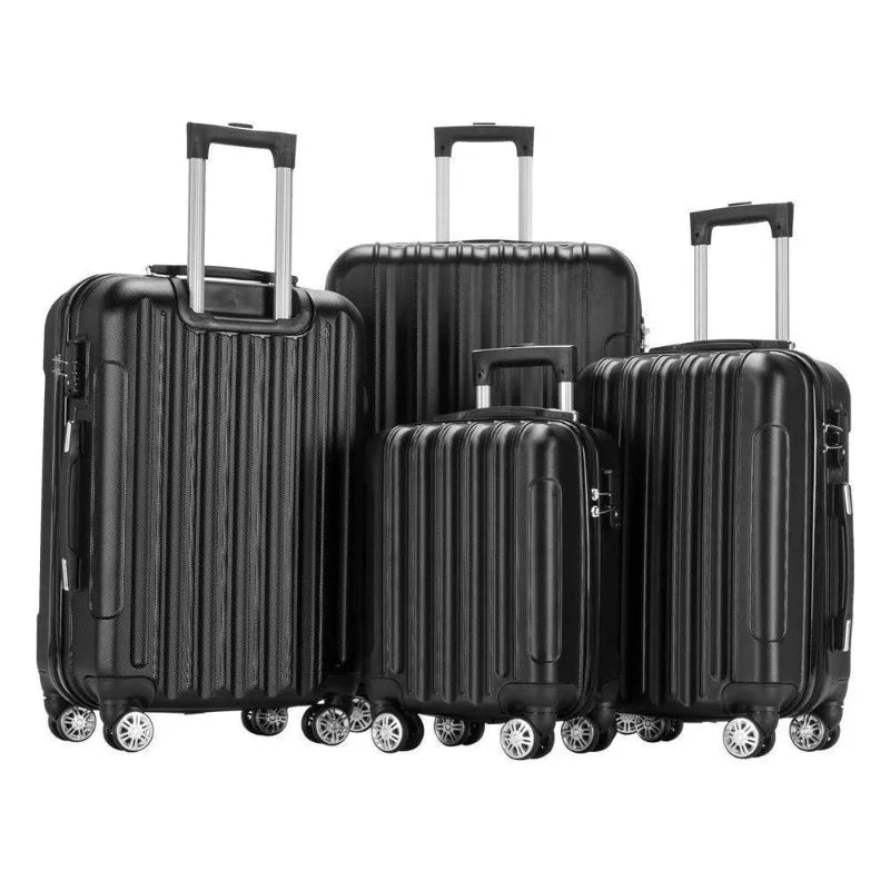 4 Piece Luggage Set Travel Lightweight Suitcases with Rolling Wheels Black