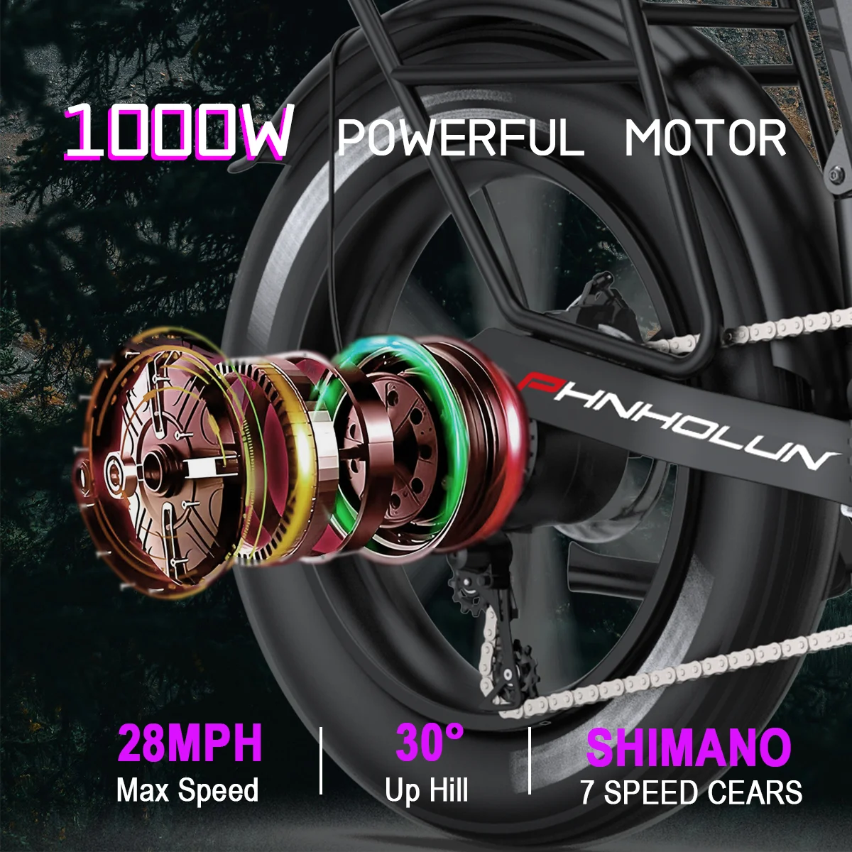 6MSKS C6 Electric Bicycle 1000W Motor 48V17.5AH Lithium Battery Electric Bike Range of 50miles 20*4 Inch Fat Tire Snow E-bike