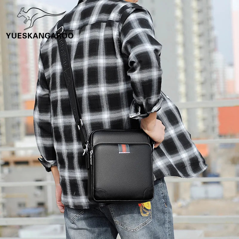 Famous Brand Small Men's Bag Genuine Leather Men Shoulder Bag Messenger Bag Fashion Business Man Crossbody Bag Cowhide Briefcase